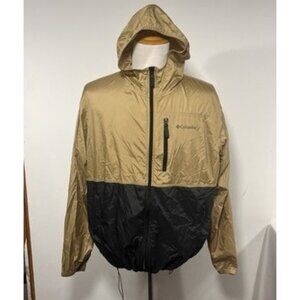 Men’s Size XL Columbia Sportswear Company Tan Black Windbreaker Hoodie Zip Up